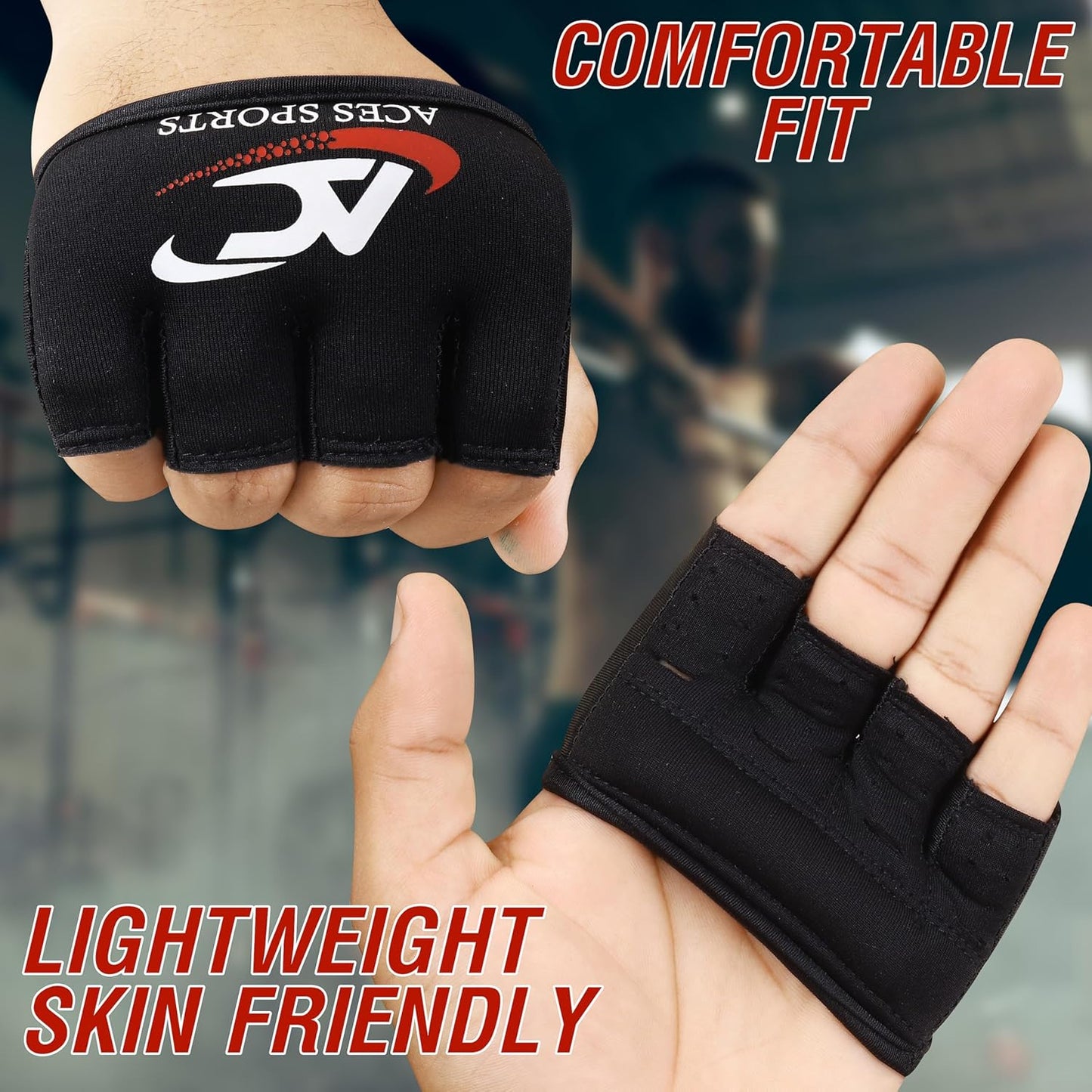 Gel Knuckle Protector, Black MMA Gel Hand Guard, Fingerless Design